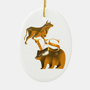 Ornamento De Cerâmica Mercado Da Bull Vs Bear