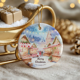 Ornamento De Cerâmica Mercado de Natal Mágico Inverno Encantado