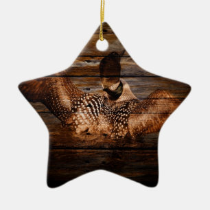 Ornamento De Cerâmica Mergulhão-do-norte de madeira das aves aquáticas