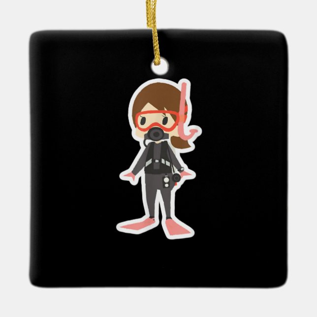 Ornamento De Cerâmica Mergulho Eu Adoro Nadar Nadando Meninas (Frente)