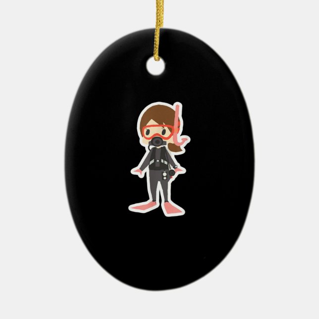 Ornamento De Cerâmica Mergulho Eu Adoro Nadar Nadando Meninas (Frente)