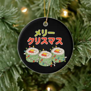 Ornamento De Cerâmica Meri Kurisumasu Sushi Japonês Luzes Natal
