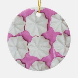 Ornamento De Cerâmica Meringues em papel cor-de-rosa