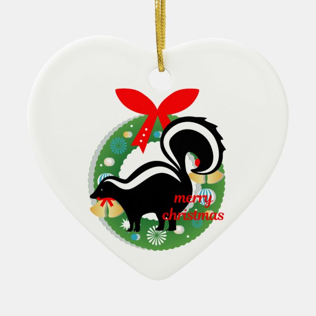 Ornamento De Cerâmica meritório skunk de natal (Frente)
