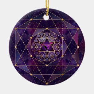 Ornamento De Cerâmica Merkabah in flower of life - Sacred Geometry