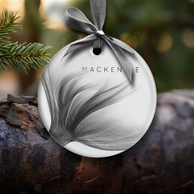 Ornamento De Cerâmica Mermaid Chrome Tail | Silver Faux Shimmer Personal (Criador carregado)