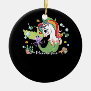 Ornamento De Cerâmica Mermicorn Unicorn Sereia Adulto Unicorn Aniversári