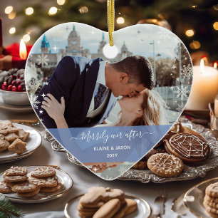 Ornamento De Cerâmica Merrivelmente Depois de + Nossa Primeira Foto Nata