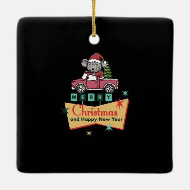 Ornamento De Cerâmica Merry Christmas and Happy New Year (Verso)
