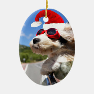 Ornamento De Cerâmica Merry Christmas dog