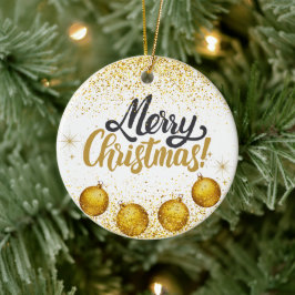 Ornamento De Cerâmica Merry Christmas Holiday Party Glitter
