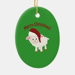 Ornamento De Cerâmica Merry Christmas Lamb