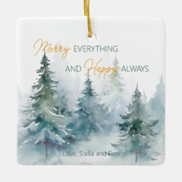 Ornamento De Cerâmica Merry Everything Happy Always Winter Trees