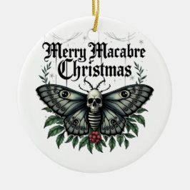 Ornamento De Cerâmica Merry Macabre Christmas Skull Moth Ornament