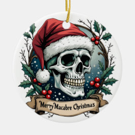 Ornamento De Cerâmica Merry Macabre Christmas Skull Ornament