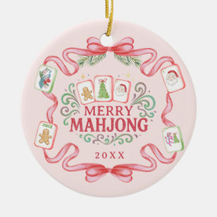 Ornamento De Cerâmica Merry Mahjong Natal