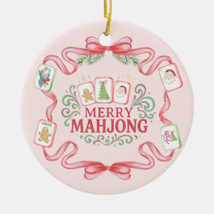 Ornamento De Cerâmica Merry Mahjong Natal