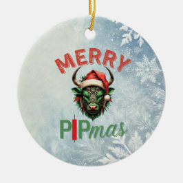 Ornamento De Cerâmica Merry PIPmas Trading Bull Christmas Design – Funny