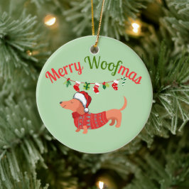 Ornamento De Cerâmica Merry WOOFmas