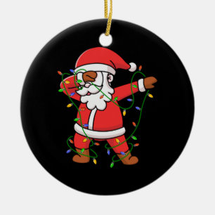 Ornamento De Cerâmica Merry Xmas Dabbing Papais noeis guinchada