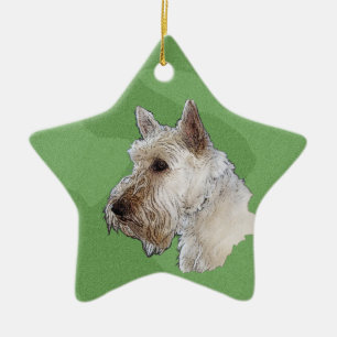 Ornamento De Cerâmica Merry Xmas Scottish Terrier (Wheaten)