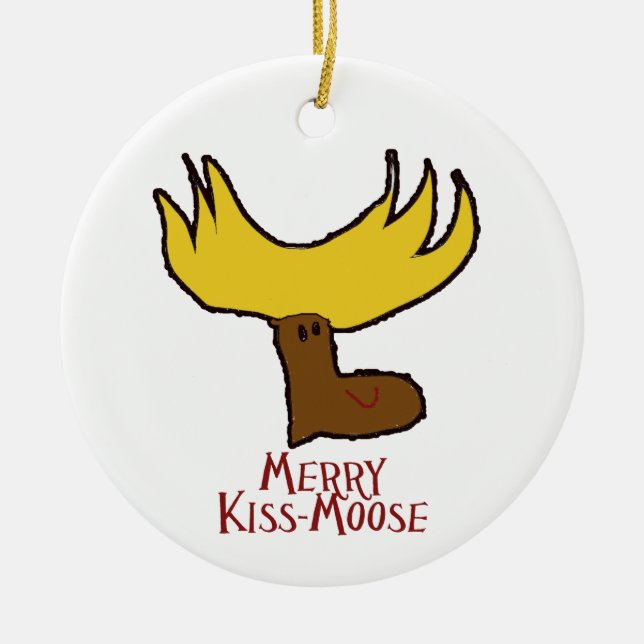 Ornamento De Cerâmica MerryKissMoose (Frente)