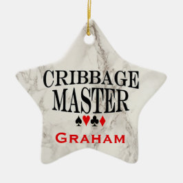 Ornamento De Cerâmica Mestre de Cribbage personalizado