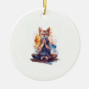 Ornamento De Cerâmica Mestre de Yoga de Gato
