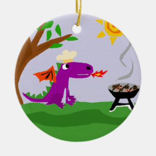 Ornamento De Cerâmica Mestre roxo engraçado da grade do dragão