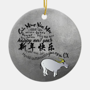 Ornamento De Cerâmica Metal Vietnamita Chinês Ox Lunar Ano Novo 2021 RO