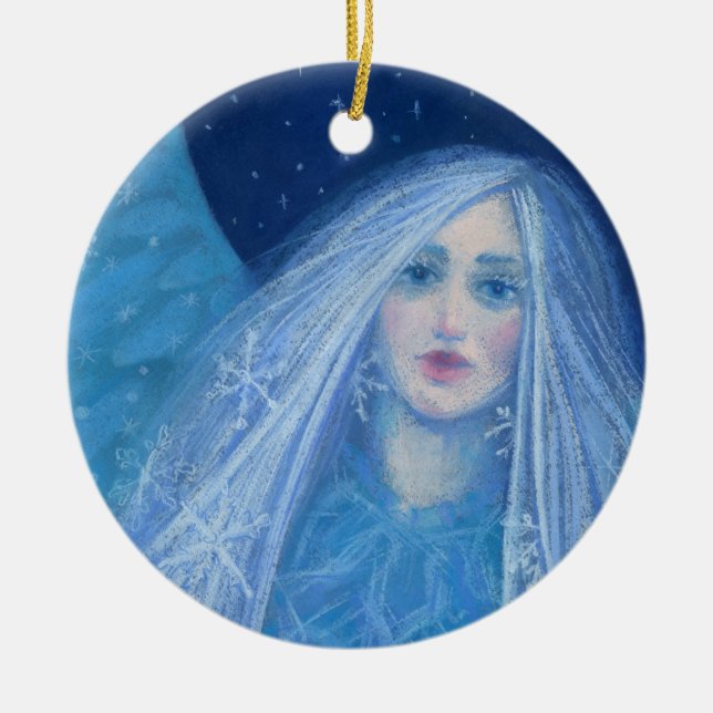 Ornamento De Cerâmica Metelitsa Garota de Neve Snegurochka Anjo de Natal (Frente)