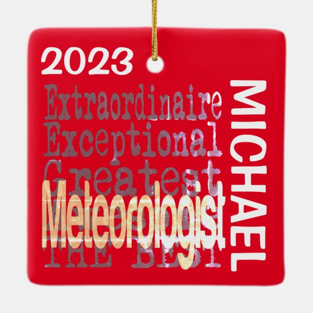 Ornamento De Cerâmica Meteorologista Extraordinário PERSONALIZADO (Verso)