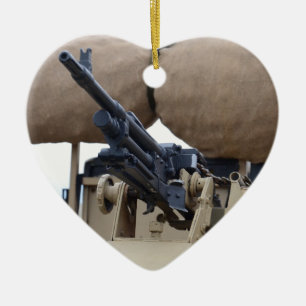 Ornamento De Cerâmica Metralhadora e armadura do vintage
