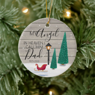 Ornamento De Cerâmica meu anjo no céu eu o chamo de Natal pai