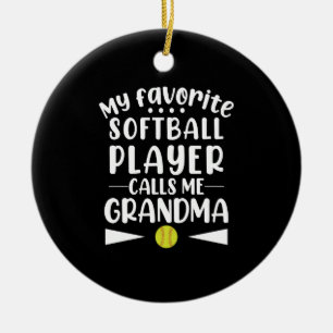 Ornamento De Cerâmica Meu Jogador de Softbol Favorito Me Chama de Vovó