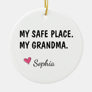 Ornamento De Cerâmica Meu Lugar Seguro Minha Avó Personalizado