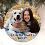 Ornamento De Cerâmica Meu Melhor Amigo Cachorro Sobrevoando Mantenha Fot<br><div class="desc">Celebre seu melhor amigo com um memorial personalizado de fotos ou guarde. Personalize com sua própria foto e nome. Personalize com fotos favoritas de cães ou gatos e o nome. O pedido é de dois lados, você pode fazer duas fotos favoritas, uma em cada lado. Personalize o nome na frente...</div>