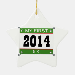 Ornamento De Cerâmica Meu primeiro 5K - 2014