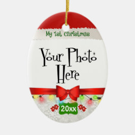 Ornamento De Cerâmica Meu primeiro costume do Natal