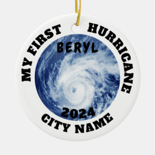 Ornamento De Cerâmica Meu Primeiro Furacão Beryl Custom City Name
