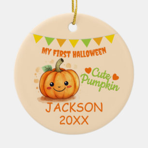 Ornamento De Cerâmica Meu Primeiro Halloween - Pumpkin Bonito Personaliz