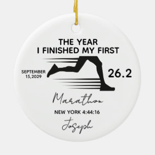 Ornamento De Cerâmica Meu Primeiro Maratona 26.2 Nome e Ano Personalizad