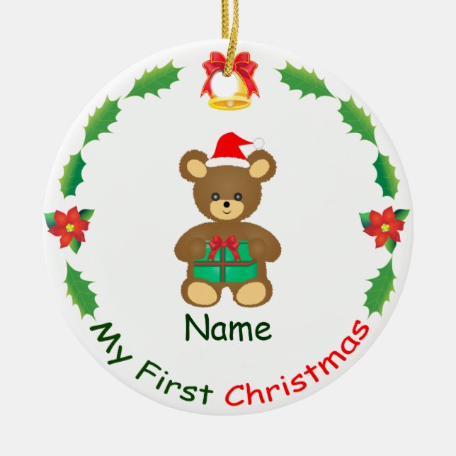 Ornamento De Cerâmica Meu Primeiro Natal (Frente)