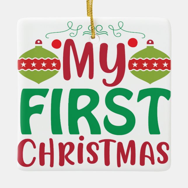 Ornamento De Cerâmica Meu primeiro Natal (Frente)
