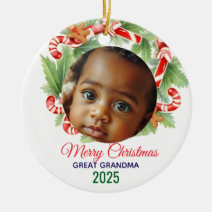 Ornamento De Cerâmica Meu Primeiro Natal 2025: Foto Personalizada