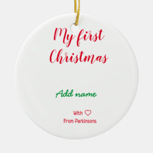 Ornamento De Cerâmica Meu primeiro Natal adiciona o nome da família com