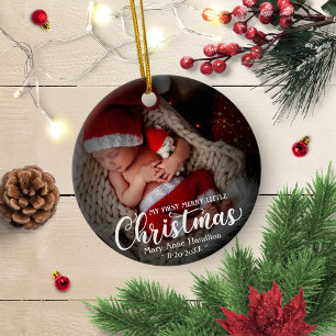Ornamento De Cerâmica Meu Primeiro Natal Alegre Pequeno Bebê Recém-Nasci