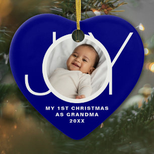 Ornamento De Cerâmica Meu Primeiro Natal como Avó Foto Azul
