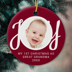 Ornamento De Cerâmica Meu Primeiro Natal Como Bisavó Foto Marrom