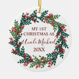 Ornamento De Cerâmica Meu Primeiro Natal como Natal do Tio